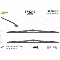 Balai d'essuie-glace VALEO 574249, Silencio, 650+280mm, Avant, 2 pièce