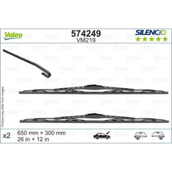 Balai d'essuie-glace VALEO 574249, Silencio, 650+280mm, Avant, 2 pièce