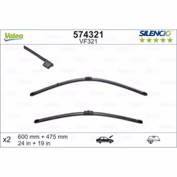 Balai d'essuie-glace VALEO 574321, Silencio Xtrm VF321, 600+475mm, 2 pièce - Vue supplémentaire 4