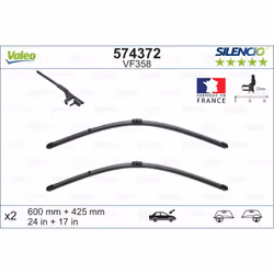 Balai d'essuie-glace VALEO 574372, Silencio Xtrm VF358, 600+425mm, 2 pièce - Vue supplémentaire 5