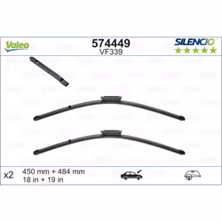 Balai d'essuie-glace VALEO 574449, Silencio Xtrm VF339, 480+450mm, 2 pièce - Vue supplémentaire 4