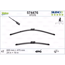 Balai d'essuie-glace VALEO 574476, Silencio Xtrm VF376, 600+475mm, 2 pièce - Vue supplémentaire 4