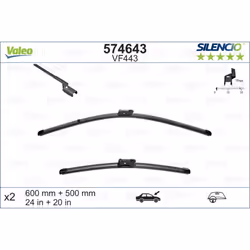Balai d'essuie-glace VALEO 574643, Silencio Xtrm VF443, 600+500mm, 2 pièce - Vue supplémentaire 4