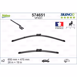 Balai d'essuie-glace VALEO 574651, Silencio Xtrm VF451, 650+475mm, 2 pièce - Vue supplémentaire 5