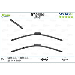 Balai d'essuie-glace VALEO 574664, Silencio Xtrm VM464, 650+450mm, 2 pièce