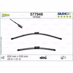 Balai d'essuie-glace VALEO 577948, Silencio, 630+530mm, Avant, 2 pièce