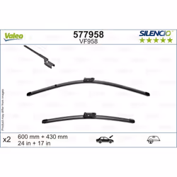 Balai d'essuie-glace VALEO 577958, Silencio, 600+430mm, Avant, 2 pièce