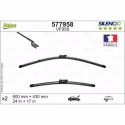 Balai d'essuie-glace VALEO 577958, Silencio, 600+430mm, Avant, 2 pièce