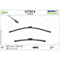 Balai d'essuie-glace VALEO 577974, Silencio, 650+530mm, Avant, 2 pièce
