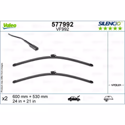 Balai d'essuie-glace VALEO 577992, Silencio Xtrm, 600+530mm, Avant, 2 pièce