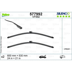 Balai d'essuie-glace VALEO 577992, Silencio Xtrm, 600+530mm, Avant, 2 pièce
