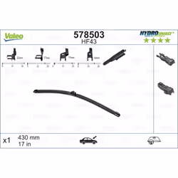 Balai d'essuie-glace VALEO 578503, HydroConnect HF43, 430mm, Avant, 1 pièce - Vue supplémentaire 4