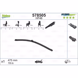 Balai d'essuie-glace VALEO 578505, HydroConnect HF48, 475mm, Avant, 1 pièce - Vue supplémentaire 4