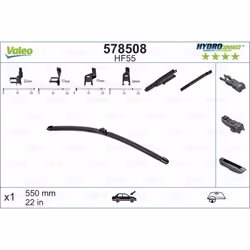 Balai d'essuie-glace VALEO 578508, HydroConnect HF55, 550mm, Avant, 1 pièce - Vue supplémentaire 4