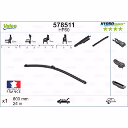 Balai d'essuie-glace VALEO 578511, HydroConnect HF60, 600mm, Avant, 1 pièce - Vue supplémentaire 5