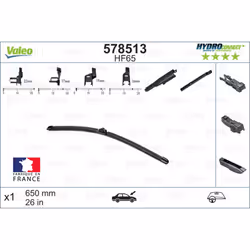 Balai d'essuie-glace VALEO 578513, HydroConnect HF65, 650mm, Avant, 1 pièce - Vue supplémentaire 5
