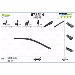 Balai d'essuie-glace VALEO 578514, HydroConnect HF65B, 650mm, Avant, 1 pièce - Vue supplémentaire 4