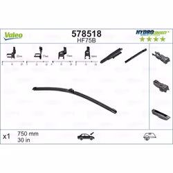 Balai d'essuie-glace VALEO 578518, HydroConnect HF75B, 750mm, Avant, 1 pièce - Vue supplémentaire 4