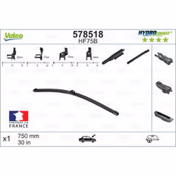 Balai d'essuie-glace VALEO 578518, HydroConnect HF75B, 750mm, Avant, 1 pièce - Vue supplémentaire 5