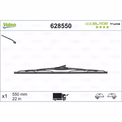 Balai d'essuie-glace VALEO 628550, Optiblade, 550mm, Avant, 1 pièce - Vue supplémentaire 4