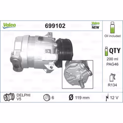 Compresseur de climatisation VALEO 699102 - Vue supplémentaire 5