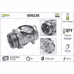 Compresseur de climatisation VALEO 699236 - Vue supplémentaire 5