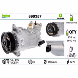 Compresseur de climatisation VALEO 699357 - Vue supplémentaire 5