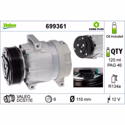 Compresseur de climatisation VALEO 699361 - Vue supplémentaire 5