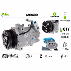 Compresseur de climatisation VALEO 699400 - Vue supplémentaire 5