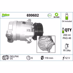 Compresseur de climatisation VALEO 699602 - Vue supplémentaire 5