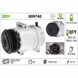 Compresseur de climatisation VALEO 699740 - Vue supplémentaire 5