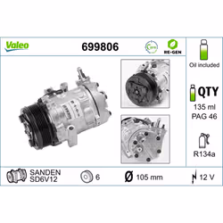 Compresseur de climatisation VALEO 699806 - Vue supplémentaire 5
