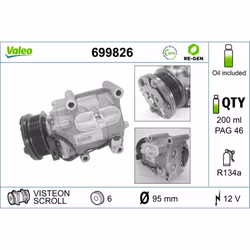 Compresseur de climatisation VALEO 699826 - Vue supplémentaire 6