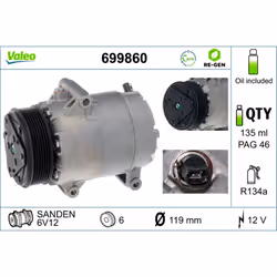 Compresseur de climatisation VALEO 699860 - Vue supplémentaire 5