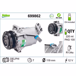 Compresseur de climatisation VALEO 699862 - Vue supplémentaire 5
