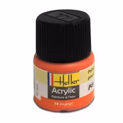 Peinture acrylique à leau pour maquettes - HELLER - 18 - Orange - Contenance 12 ml - A partir de 15 ans