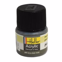 Peinture acrylique à leau pour maquettes - HELLER - 64 - Gris clair mat - Contenance 12 ml