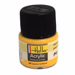 Peinture acrylique à leau pour maquettes - HELLER - 69 Jaune brillant - Contenance 12 ml