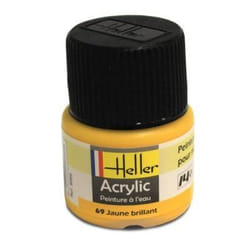 Peinture acrylique à leau pour maquettes - HELLER - 69 Jaune brillant - Contenance 12 ml