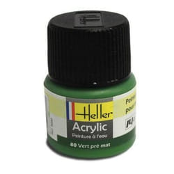 Peinture acrylique à leau pour maquettes - HELLER - Vert pré mat - Contenance 12 ml - A partir de 15 ans