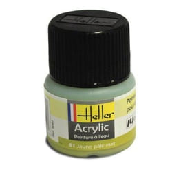 Peinture acrylique à leau pour maquettes - HELLER - 81 jaune pâle mat - Contenance 12 ml - A partir de 15 ans