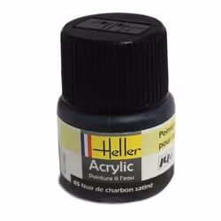 Peinture acrylique à leau pour maquettes - HELLER - 85 - Noir de charbon satiné