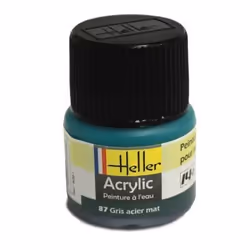 Peinture acrylique à leau pour maquettes - HELLER - 87 Gris acier mat - Contenance 12 ml - Adulte