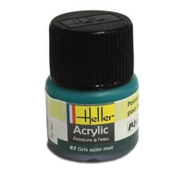Peinture acrylique à leau pour maquettes - HELLER - 87 Gris acier mat - Contenance 12 ml - Adulte
