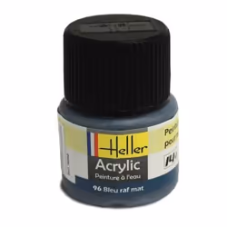 Peinture acrylique à leau pour maquettes - HELLER - 96 - Bleu RAF mat - Contenance 12 ml