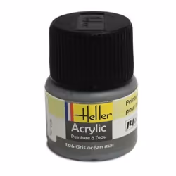 Peinture acrylique à leau pour maquettes - HELLER - 106 - Gris océan mat - Contenance 12 ml