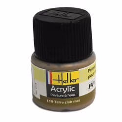 Peinture acrylique à leau pour maquettes - HELLER - 119 - Terre clair mat - Contenance 12 ml
