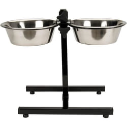 Accessoire Repas Chien - Tyrol - Support + 2 Bols Inox - 25 Cm - 2,8 L - Réglable En Hauteur
