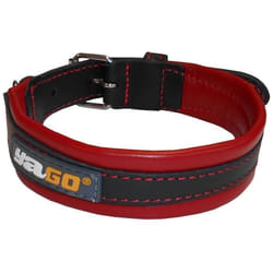 Les Tendances - Yago Collier En Cuir Noir Et Rouge Souple Et Reglable Pour Moyen Chien, Taille M 34-43 Cm