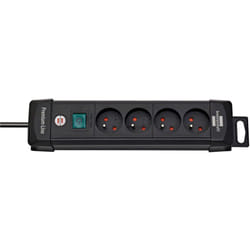Brennenstuhl - Multiprise Premium Plus avec interrupteur à voyant lumineux - H05VV-F 3G1,5 4 prises / 1,80m - Noir